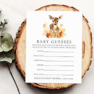 Carte Jeu de devinette pour Baby Shower avec des cerfs m