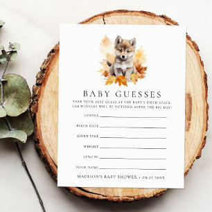 Carte Jeu de devinette pour Baby Shower avec un loup mig