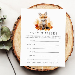 Carte Jeu de devinette pour Baby Shower Renard de la For