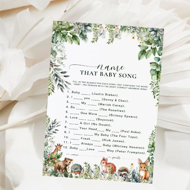 Carte Jeu de douche de bébé pour la chanson "Woodland An (Créateur téléchargé)