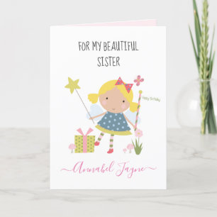 Carte Jeu de fées d'anniversaire de SIster filles