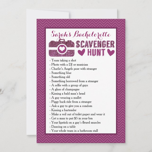 Carte Jeu de fête de Bachelorette-Chasse au trésor photo (Devant)