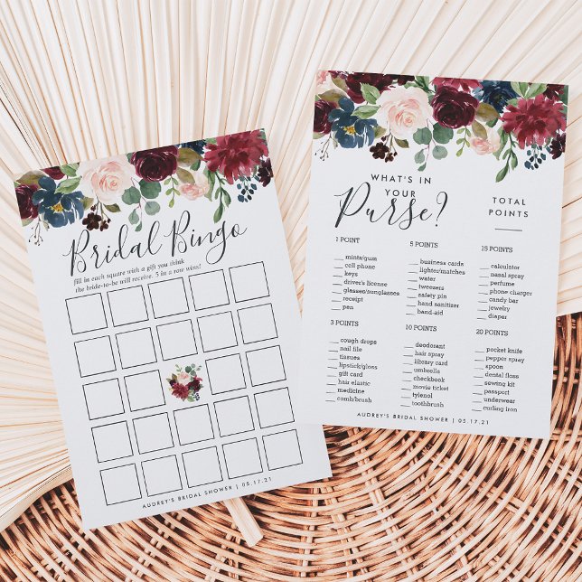 Carte Jeu de Fête des mariées à double face en fleur rad (Créateur téléchargé)