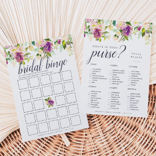 Carte Jeu de Fête des mariées à double face en fleur vib