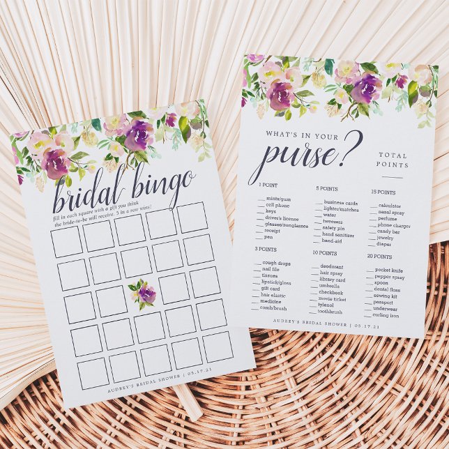 Carte Jeu de Fête des mariées à double face en fleur vib (Créateur téléchargé)