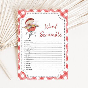 Carte Jeu de mots mêlés Baby Shower Red Burger BBQ