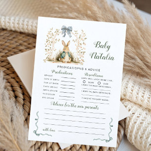 Carte Jeu de prédictions bébé arche florale lapin aquare