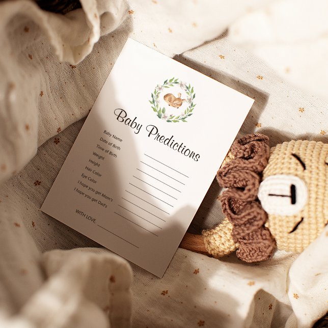 Carte Jeu de prédictions de Baby shower de cerf dormant  (Créateur téléchargé)