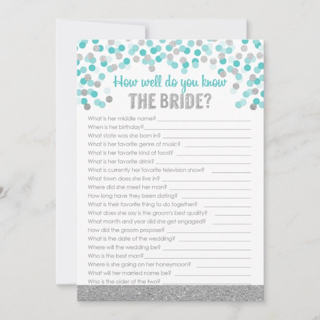 Carte Jeu de questions-réponses pour la fête de mariage  (Devant)