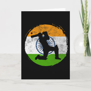 Carte Jeu de sport de cricket drapeau de l'Inde joueur d