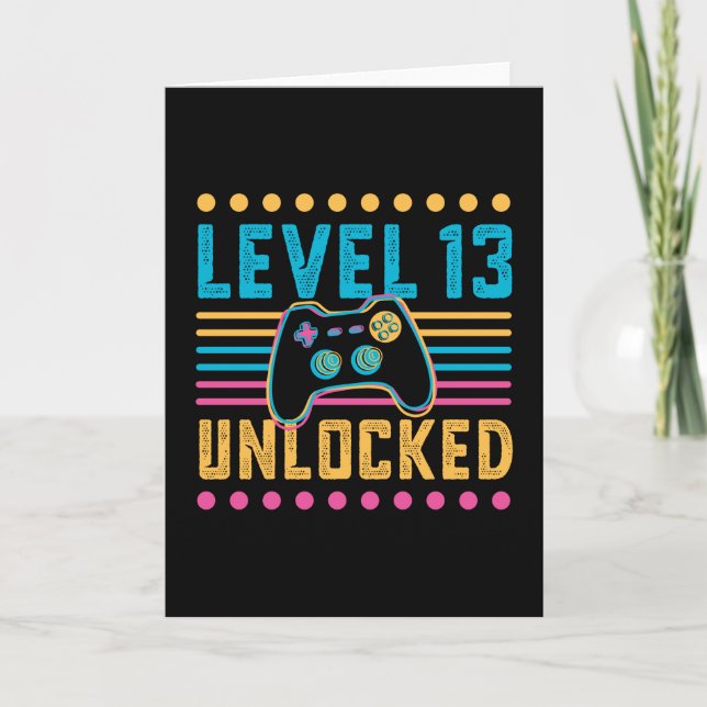 Carte Jeu niveau 13 déverrouillé 13e anniversaire Gamer  (Devant)