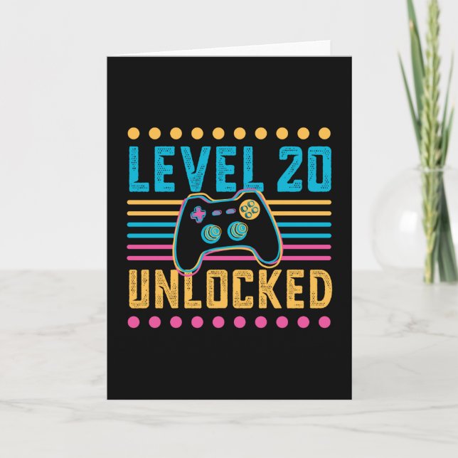 Carte Jeu niveau 20 déverrouillé 20e anniversaire Gamer  (Devant)