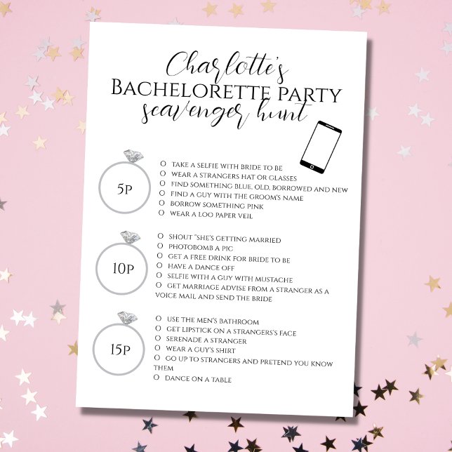Carte Jeu photo de la partie de bachelorette Chasse au t (Créateur téléchargé)