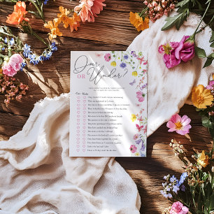 Carte Jeu sur ou sous Baby shower   Bébé fleur sauvage