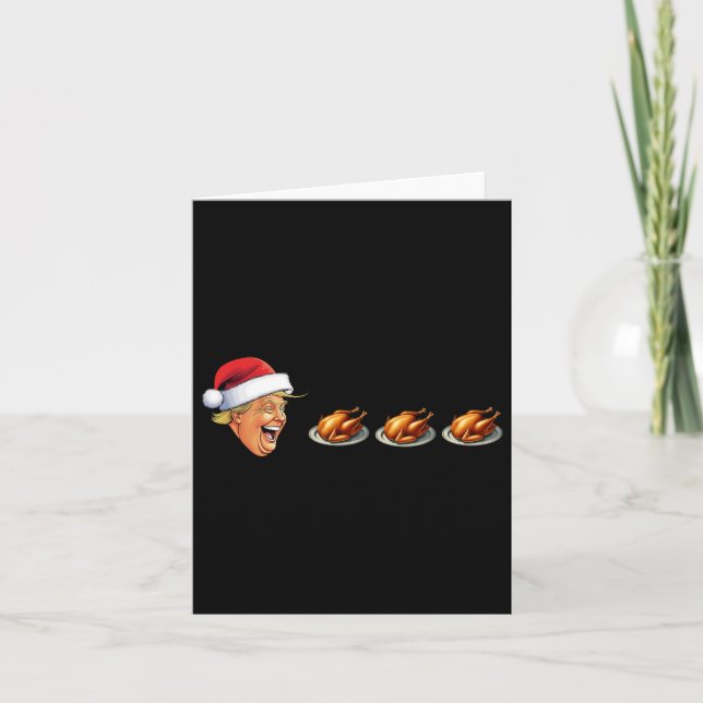 Carte Jeu vidéo de Noël Trump Visage Mangeant la dinde (Devant)