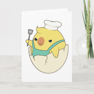 Carte Jeune cuisinier avec toque et spatule