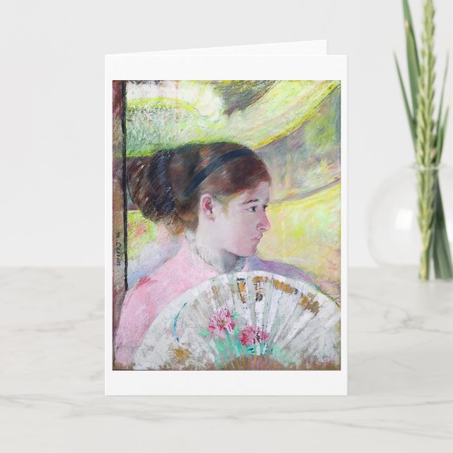 Carte Jeune dame avec un fan japonais, Mary Cassatt (Devant)