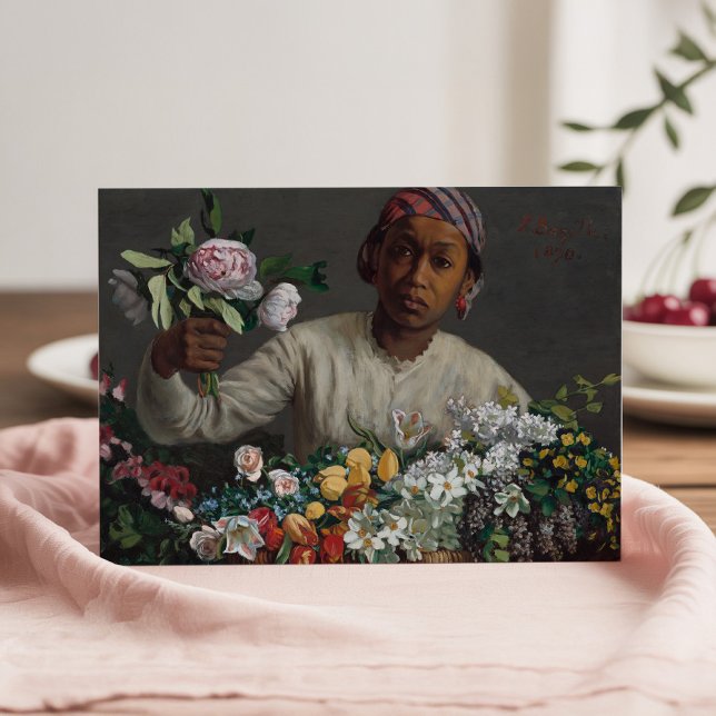 Carte Jeune femme avec des pivoines | Fré dé ric Bazil (Créateur téléchargé)