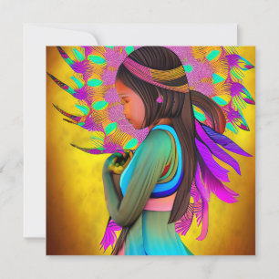 Carte Jeune fille amérindienne - Art IA