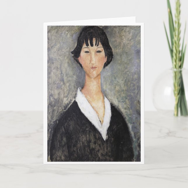 Carte Jeune Fille aux Cheveux Noirs, Modigliani (Devant)