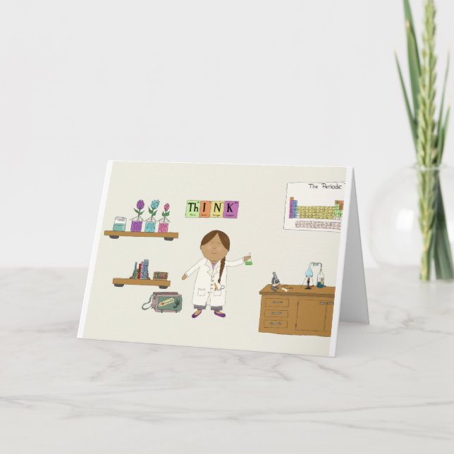 Carte Jeune fille scientifique (Devant)