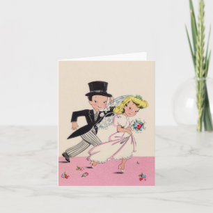 Carte Jeune mariée et marié d'emballement