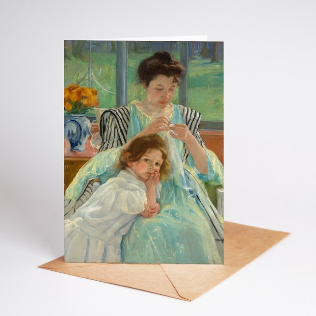 Carte Jeune mère coudre | Mary Cassatt (Créateur téléchargé)