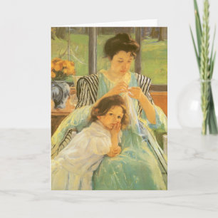 Carte Jeune mère coudre par Mary Cassatt, Art Vintage