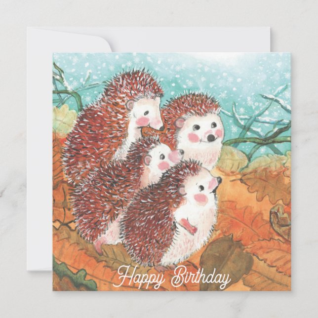 Carte Jeunes hérissons Joyeux anniversaire (Devant)