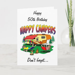 Carte JEUX ANNIVERSAIRE *50ème* À *LE CAMPER* DANS VOTRE