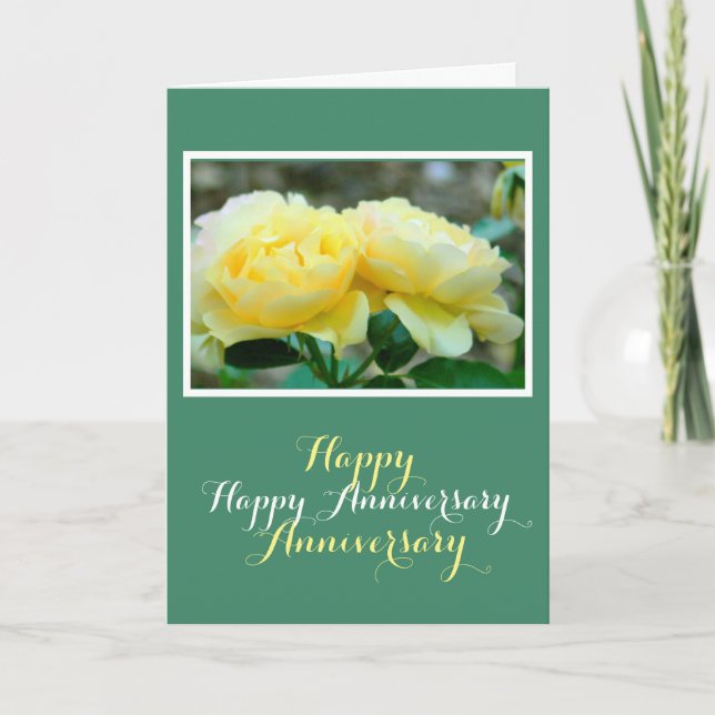 CARTE JEUX ANNIVERSAIRE/DEUX ROSES JAUNES (Devant)