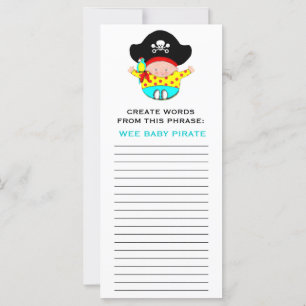Carte JEUX DE baby shower