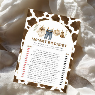 Carte Jeux de Baby Shower Maman ou Papa Little Cowboy