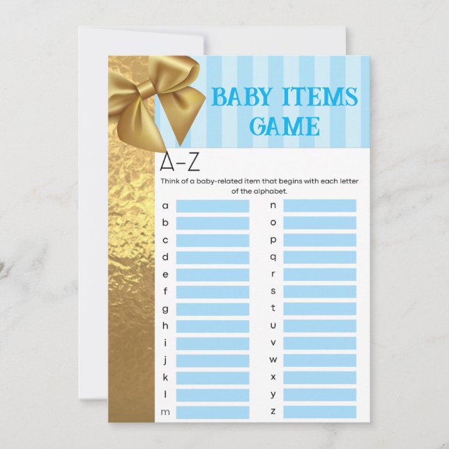 Carte Jeux de Baby shower pour bébé garçon (Devant)