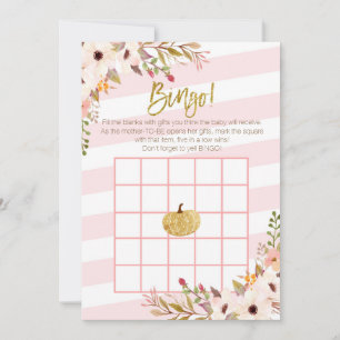 Carte Jeux de Bingo pour Baby Shower Pink Gold Pumpkin