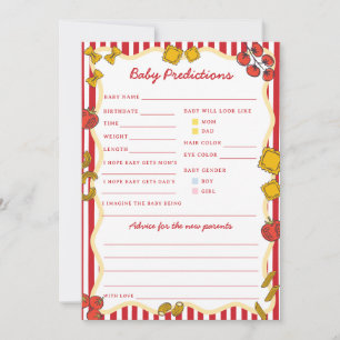 Carte Jeux de prédictions et de conseils pour bébé pâtes