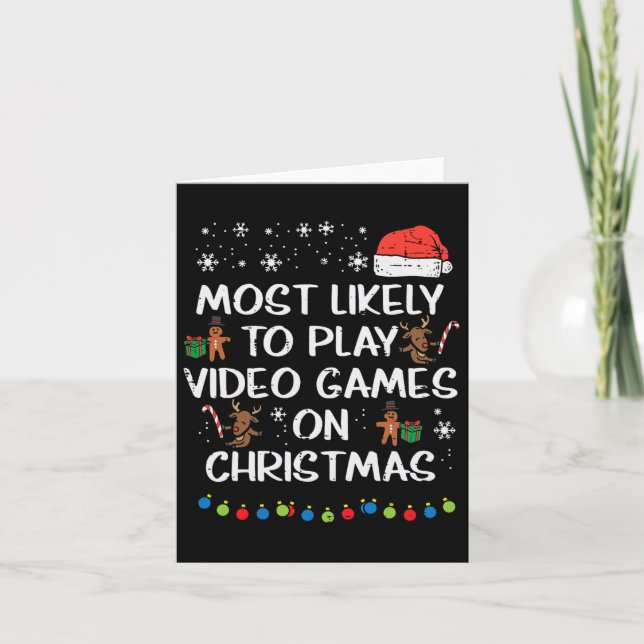 Carte Jeux vidéo probables pour garçons de Noël Xmas Fam (Devant)