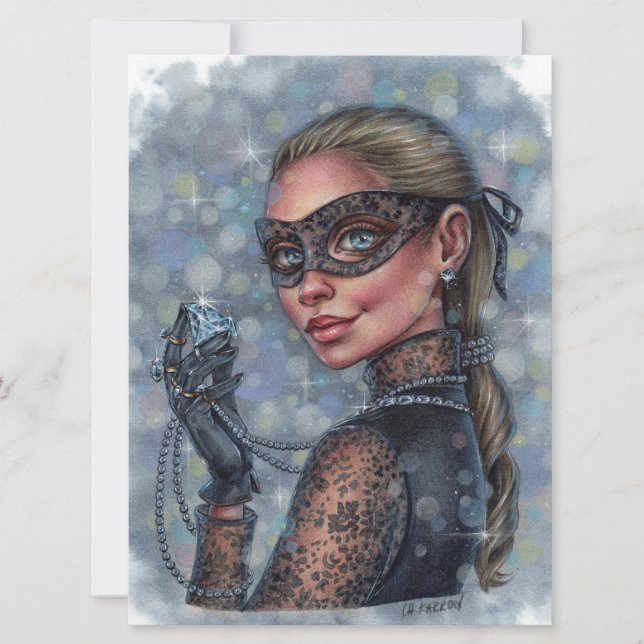 Carte Jewel Thief Femme Diamond Masqué Girl Art Card (Devant)