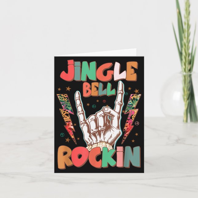Carte Jingle Bell Rockin Groovy Retro Christmas Xmas Ske (Devant)