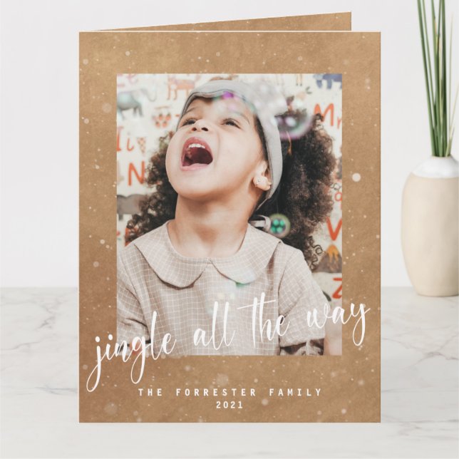 Carte Jingle Rustique amusant Tout le chemin 2 Photo Car (Devant)
