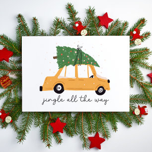 Carte Jingle tout le long mignon plié noir Noël