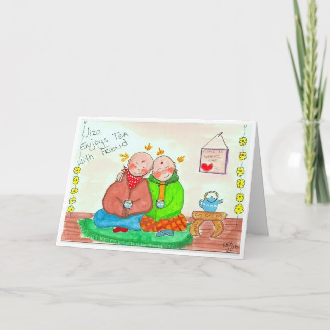 Carte Jizo apprécie le thé avec l'ami (Devant)