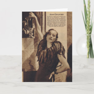Carte Joan Crawford vintage portrait avec plumes