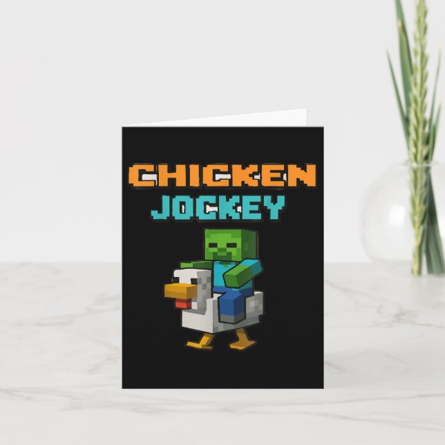 Carte Jockey de poulet Zombie Pixel Art Zombie Joueur dr (Devant)