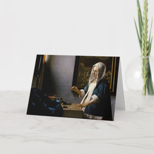 Carte Johannes Vermeer - Femme tenant un équilibre (Devant)
