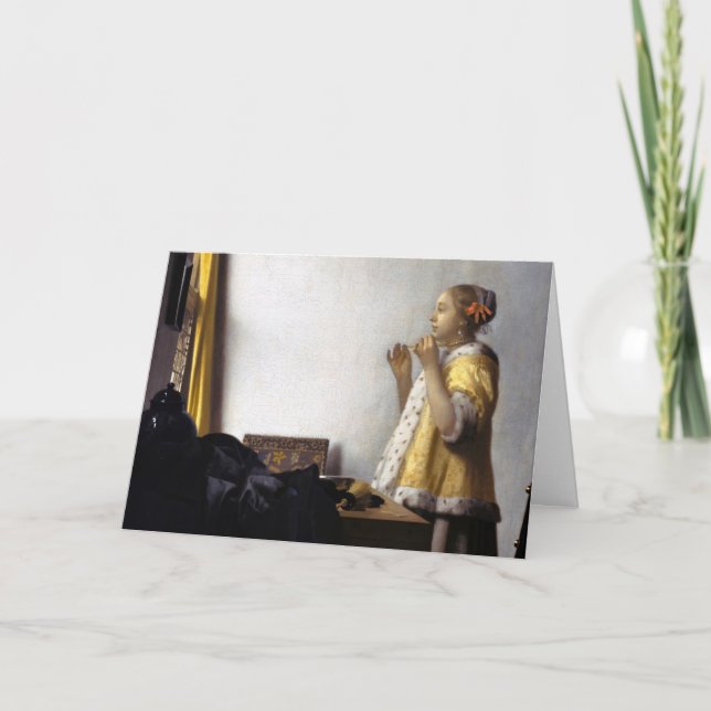 Carte Johannes Vermeer - Jeune femme avec collier perle (Devant)