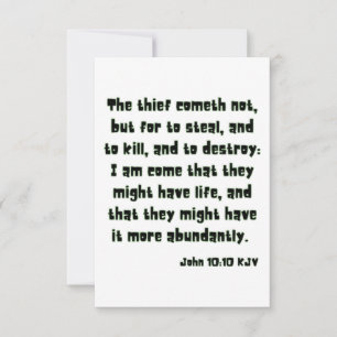 Carte John 10:10 KJV Bible Écriture Salutation