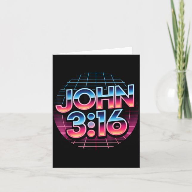 Carte John 3_16 80s Retro Christian Faith Design  (Devant)
