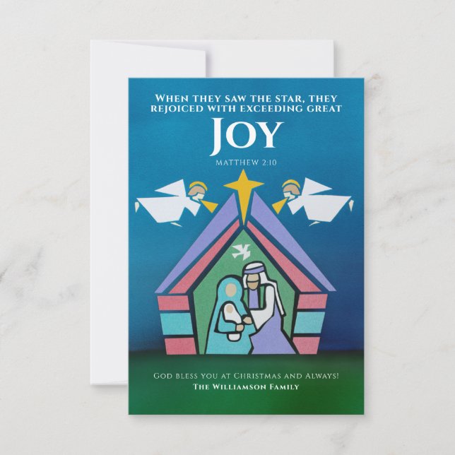 Carte Joie à Noël Verset Biblique Nativité Moderne (Devant)