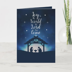 Carte Joie au Monde Scène de Nativité Étoilée Noël